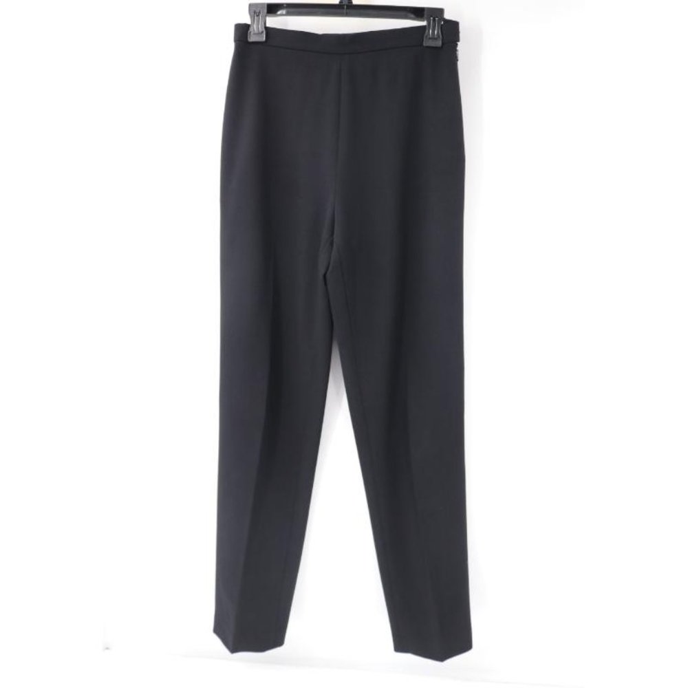 incotex dress pants women's 42 flat front virgin wool career side zip black work
